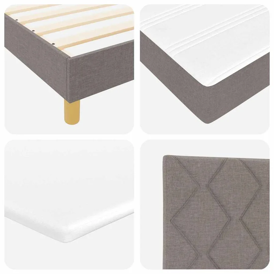 Lit à ressorts avec tête de lit Taupe 200 x 100 cm tissu - 8