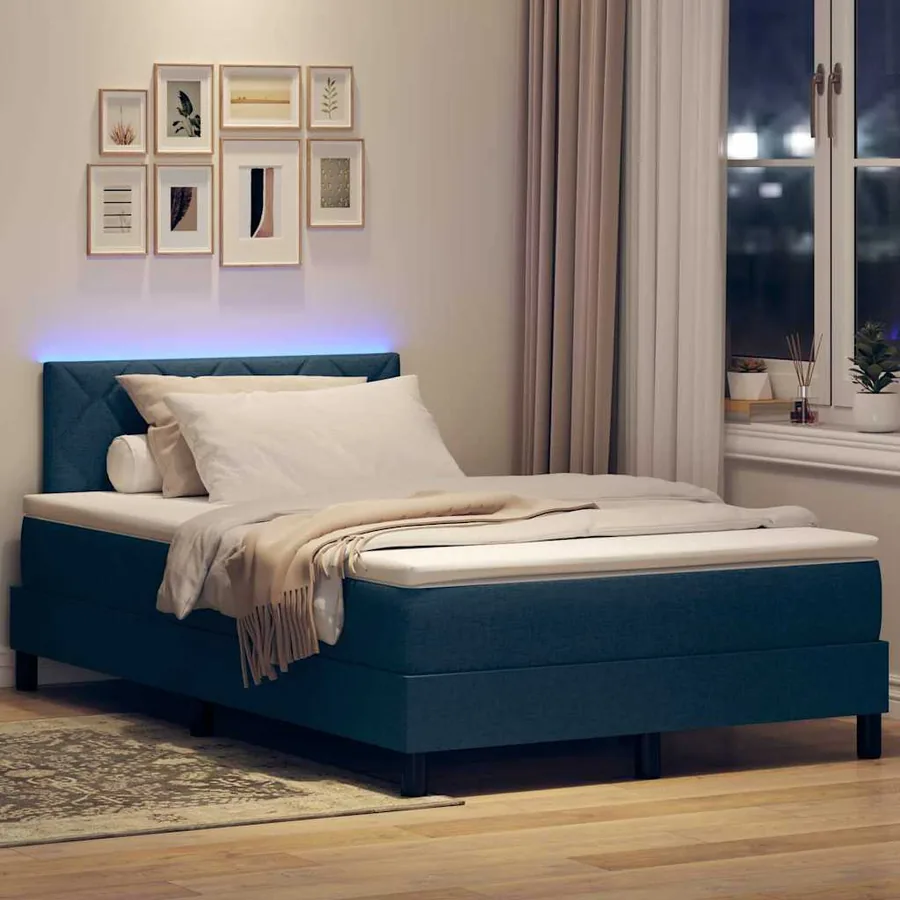 Lit à ressort LED avec bandes LED Bleu 120 x 200 cm tissu - 5
