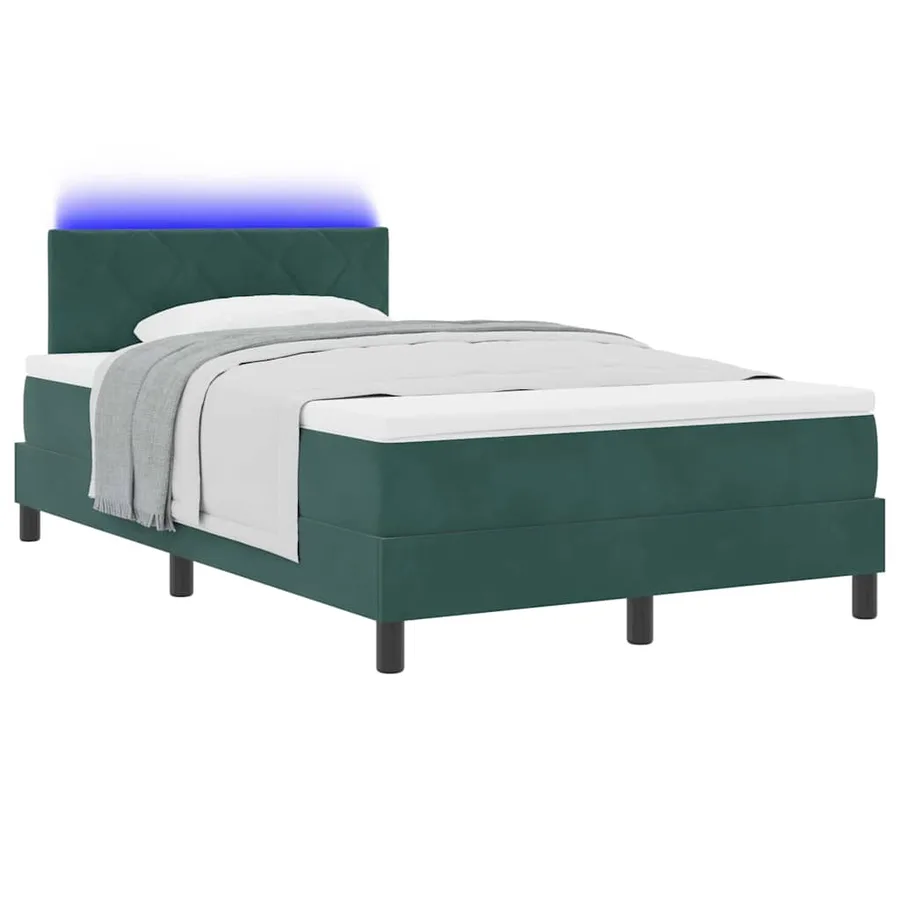 Lit à ressort LED Vert foncé 120 x 190 cm Velours - 3