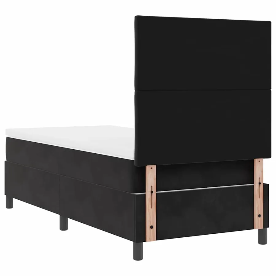 Lit à ressort LED avec tête de lit Noir 100 x 200 cm Velours - 8