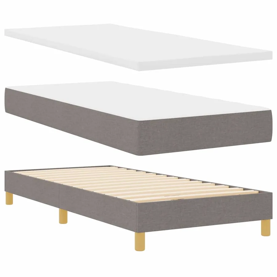 Lit à ressorts avec tête de lit Taupe 100 x 200 cm tissu - 4