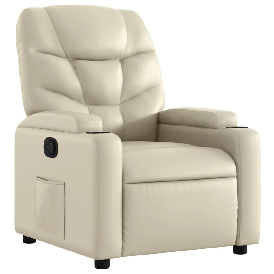 Fauteuil inclinable en similicuir crème - 2
