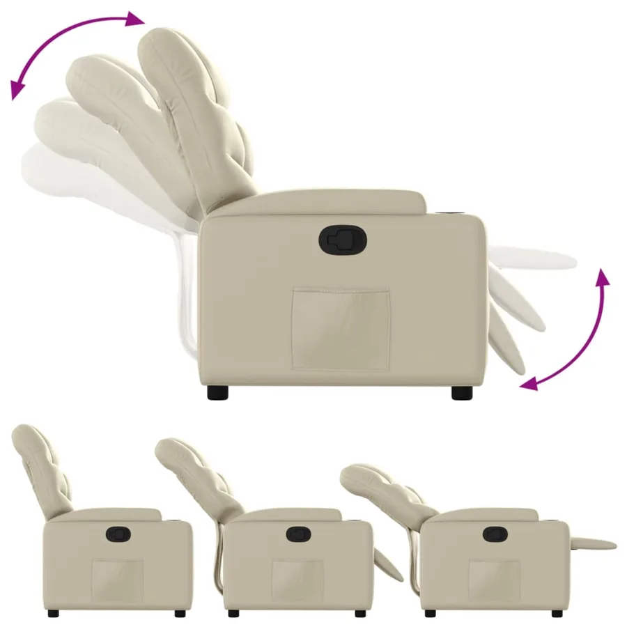 Fauteuil inclinable en similicuir crème - 4