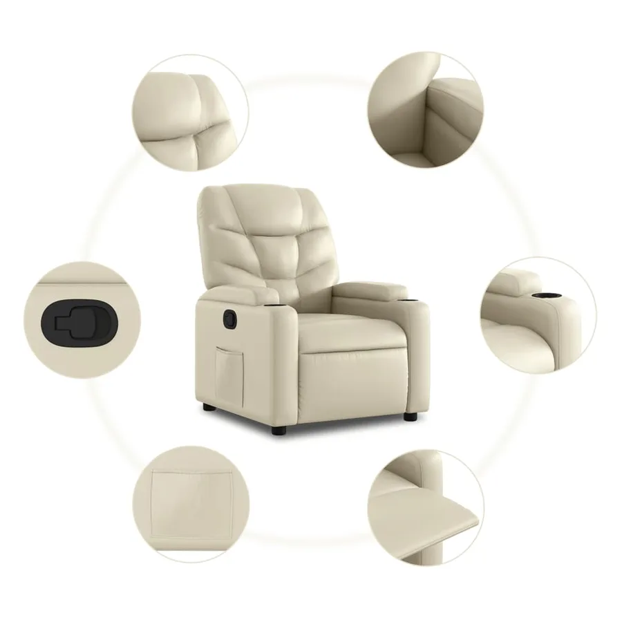 Fauteuil inclinable en similicuir crème - 5