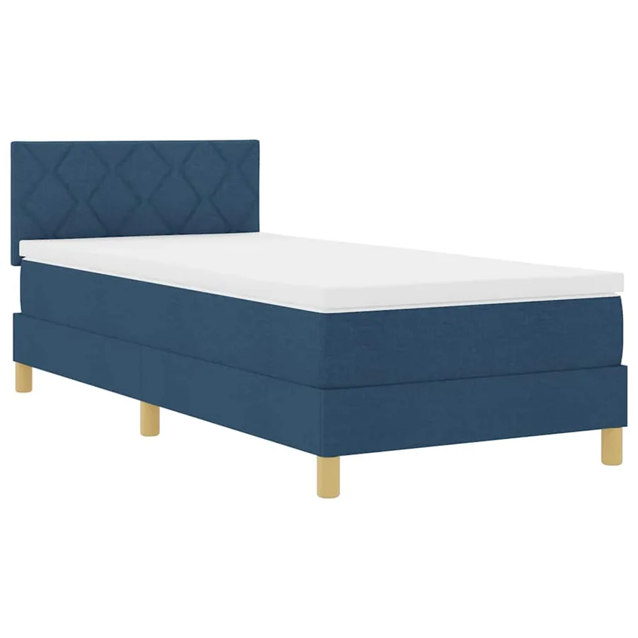 Lit à ressorts avec coussin Bleu 100 x 200 cm tissu - 4