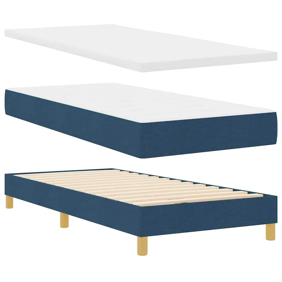 Lit à ressorts avec coussin Bleu 100 x 200 cm tissu - 5
