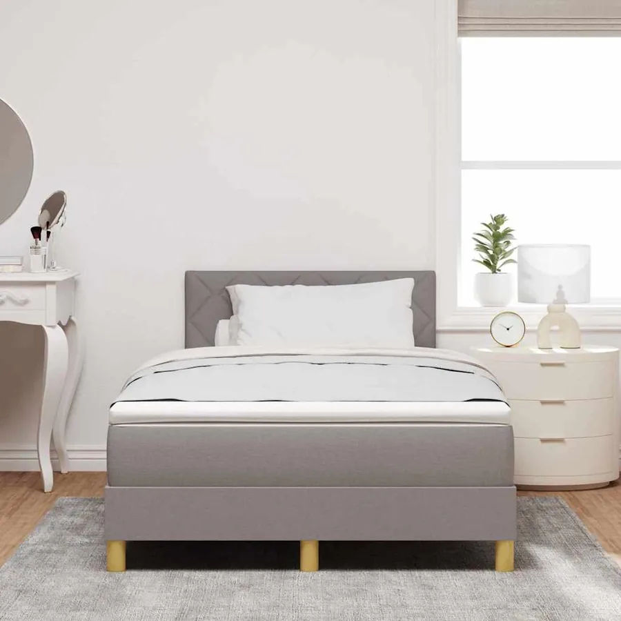 Lit à ressorts avec coussin Taupe 120 x 200 cm tissu - 3