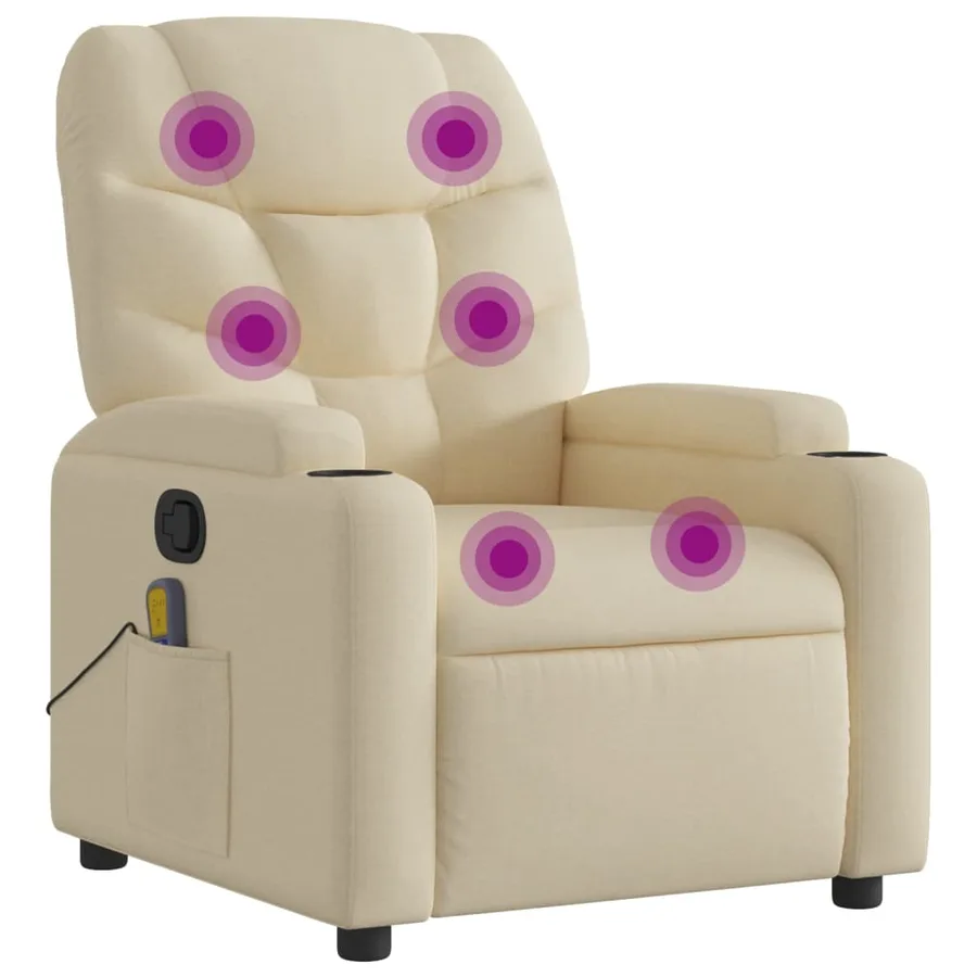 Fauteuil inclinable de massage crème tissu - 2