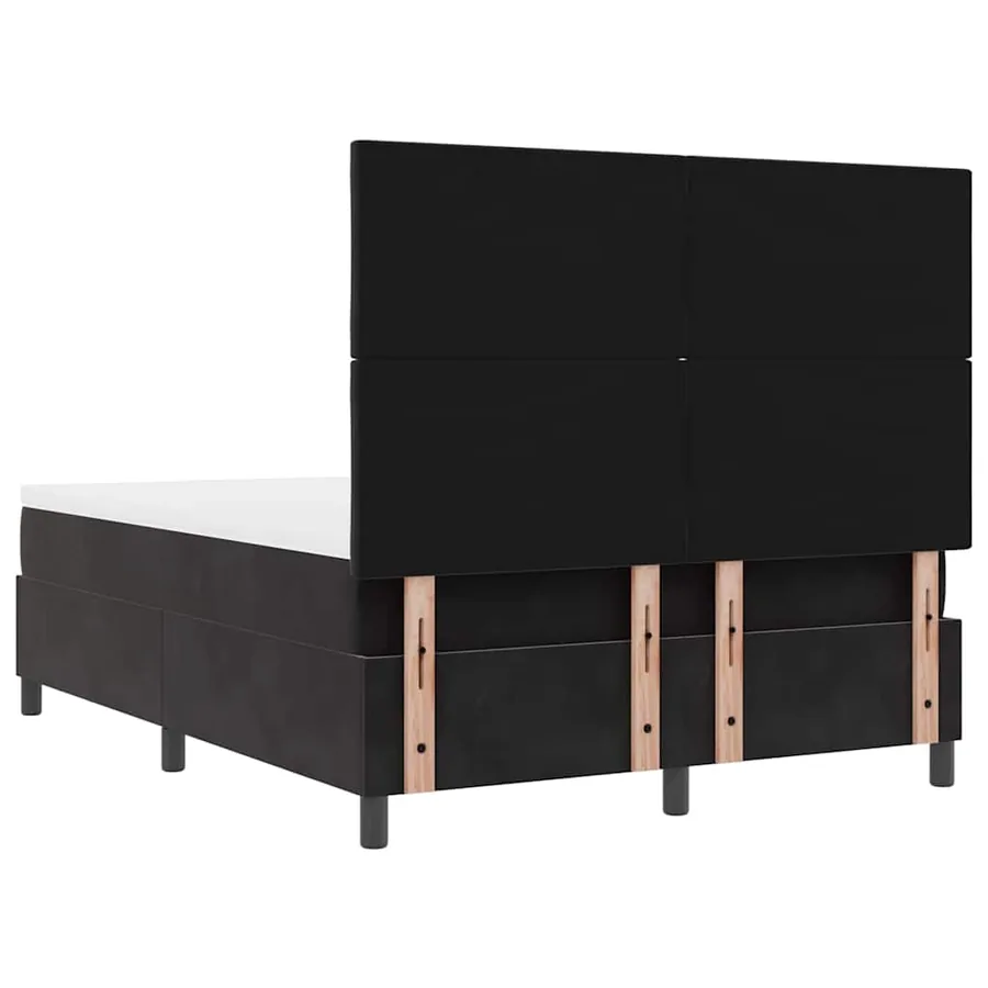 Lit à ressorts avec tête de lit Noir 200 x 140 cm Velours - 8