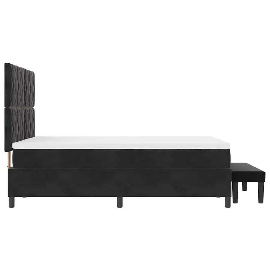 Lit à ressorts avec tête de lit Noir 200 x 140 cm Velours - 9