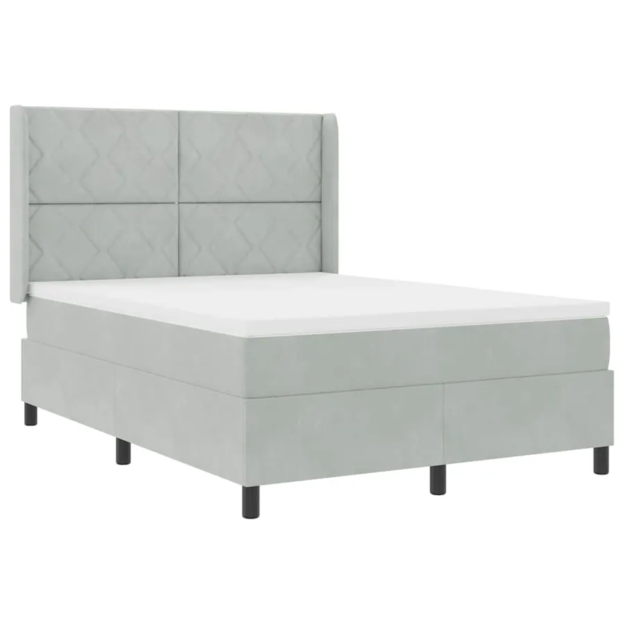 Lit à ressorts avec bandes LED Gris clair 140 x 190 cm Velours - 2