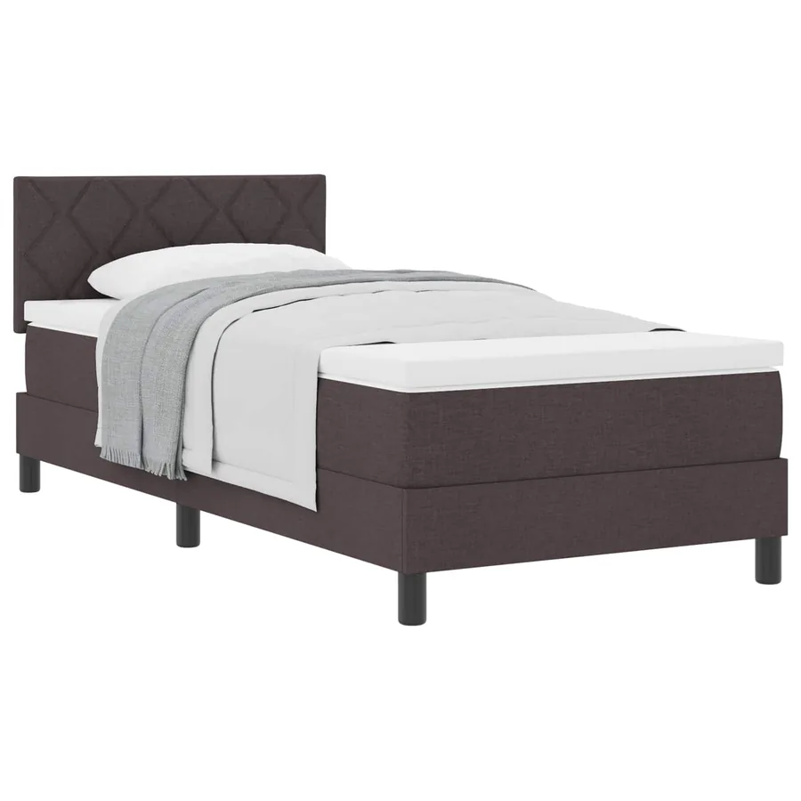 Lit à ressorts avec tête de lit Marron foncé 90 x 190 cm tissu - 2