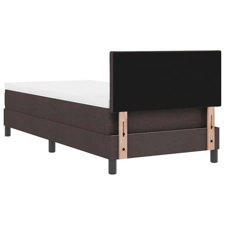 Lit à ressorts avec tête de lit Marron foncé 90 x 190 cm tissu - 9