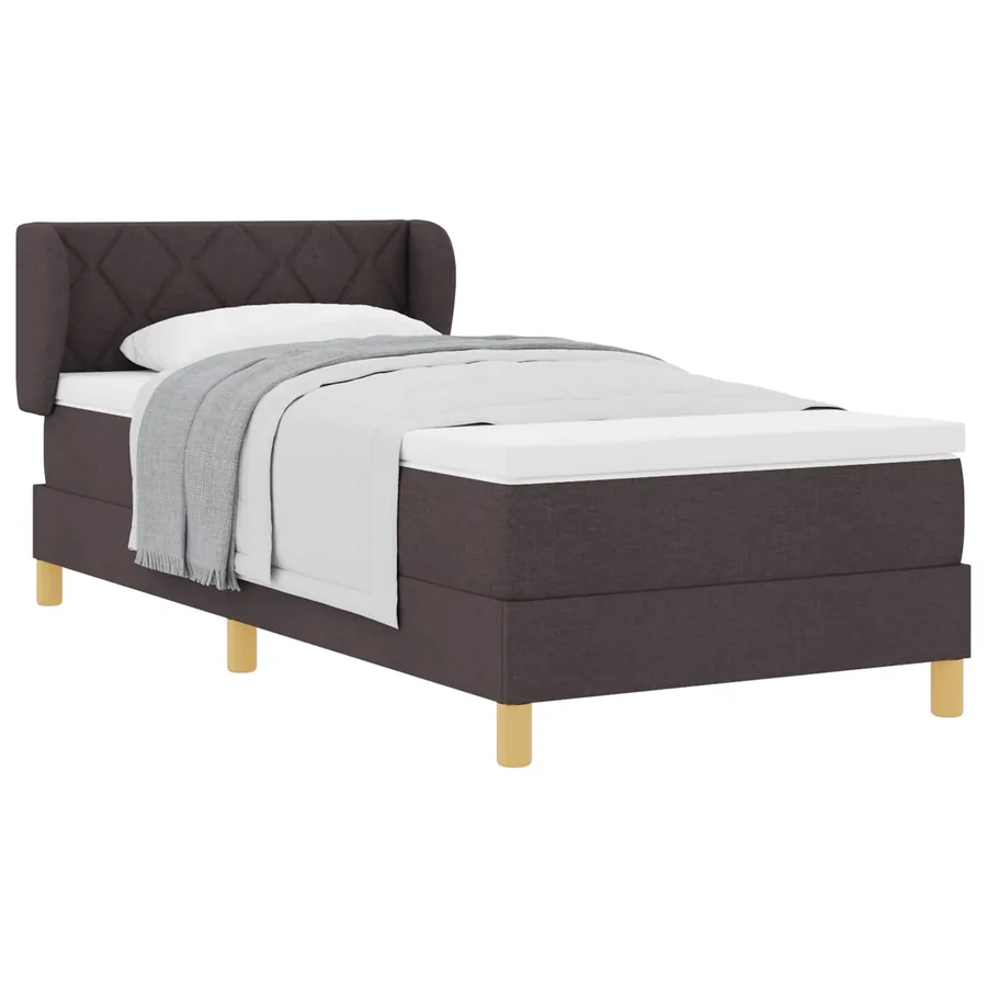 Lit à ressorts avec tête de lit Marron foncé 90 x 200 cm tissu - 2