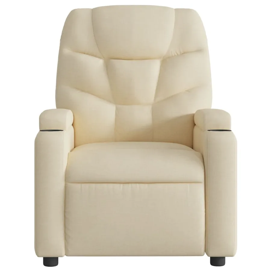 Fauteuil de massage inclinable crème tissu - 7