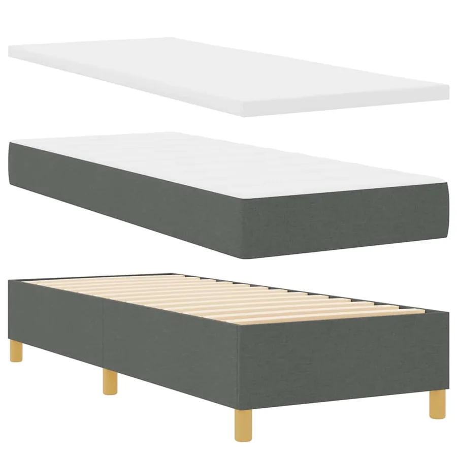 Lit à ressorts avec tête de lit Gris foncé 200 x 80 cm tissu - 4