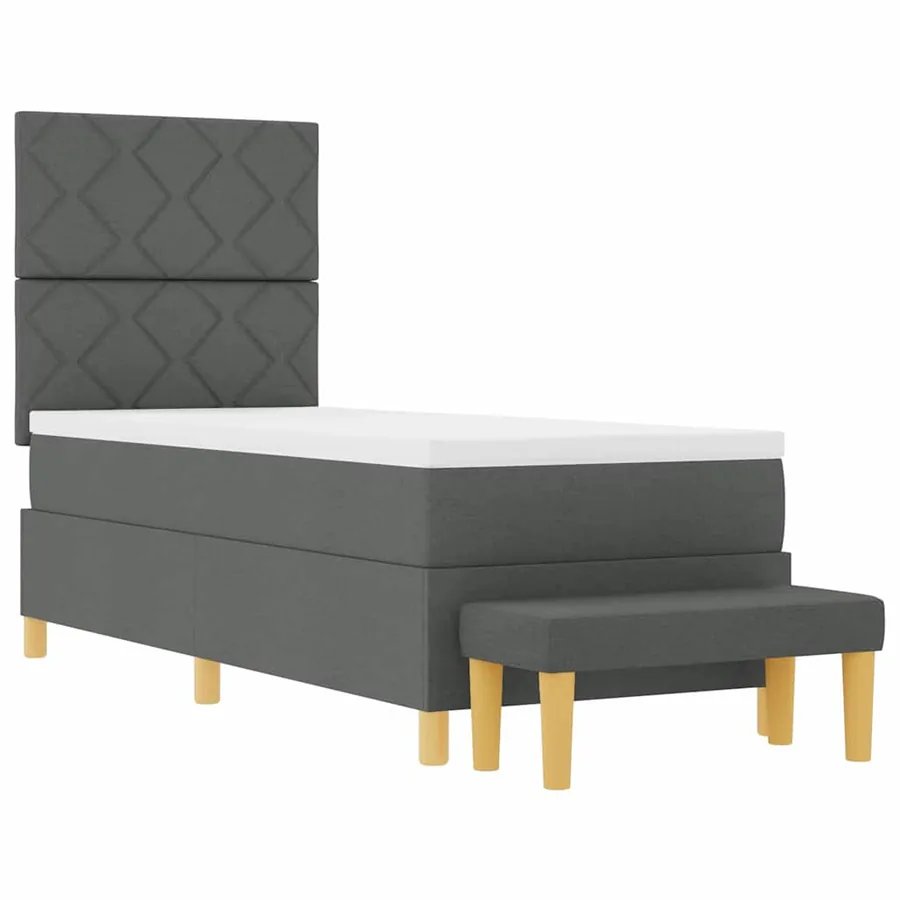 Lit à ressorts avec tête de lit Gris foncé 200 x 80 cm tissu - 7