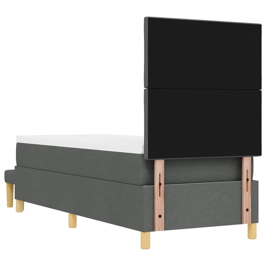 Lit à ressorts avec tête de lit Gris foncé 200 x 80 cm tissu - 8
