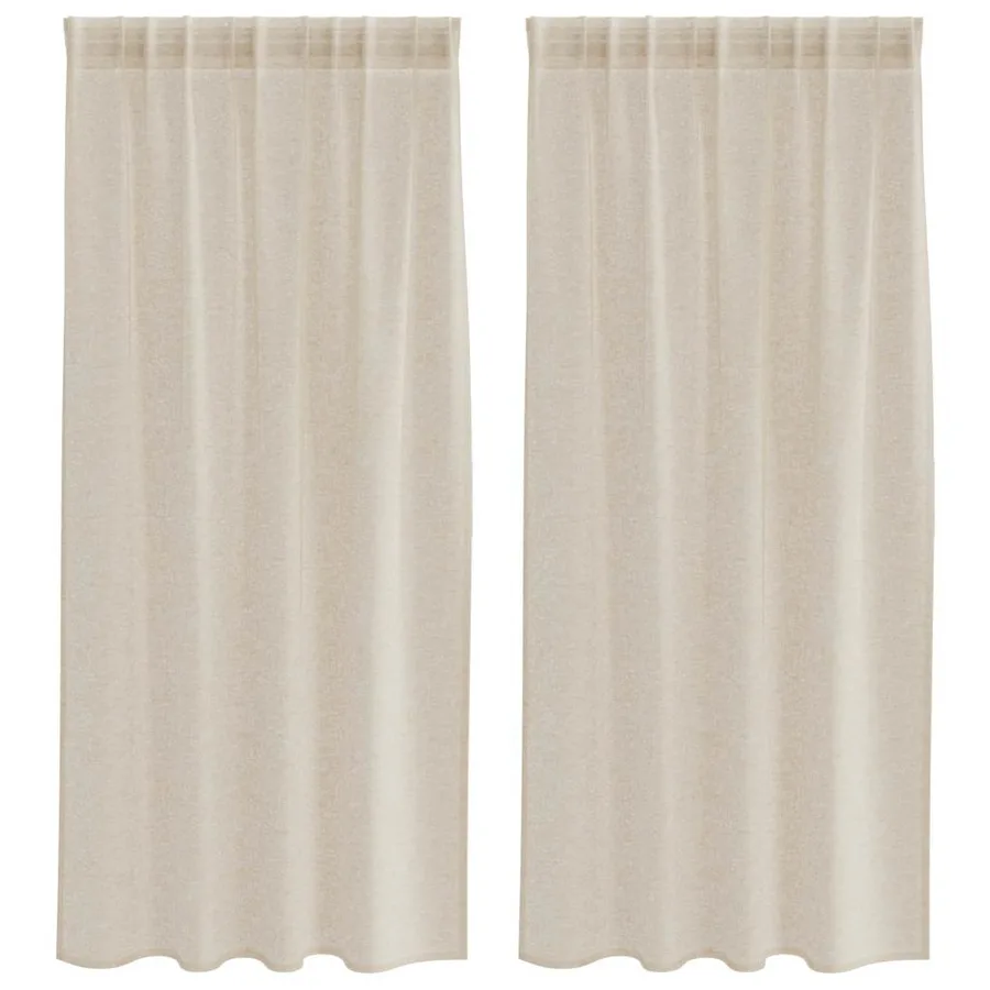 Rideau en Voile 2 pcs Couleur sable 175 x 140 cm Polyester - 2