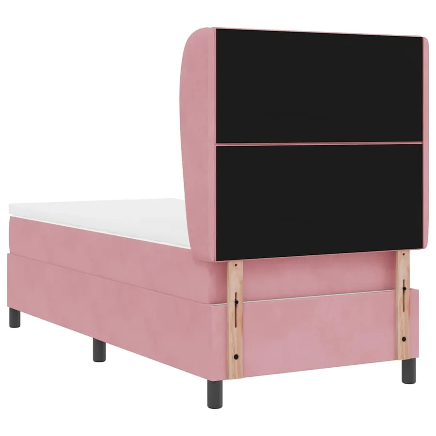 Lit à ressorts avec tête de lit Rose 200 x 90 cm Velours - 9