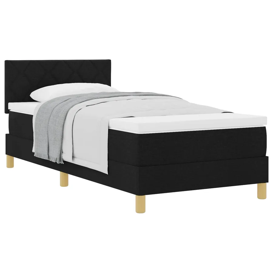 Lit à ressorts avec coussin Noir 90 x 200 cm tissu - 2