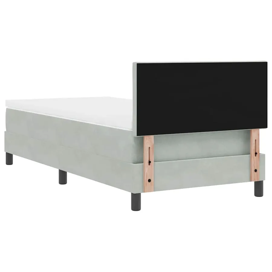 Lit à ressorts avec tête de lit Gris clair 90 x 190 cm Velours - 9