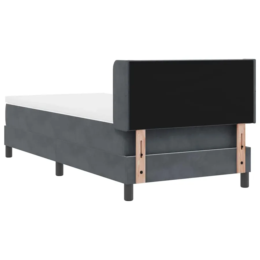 Lit à ressorts avec tête de lit Gris foncé 200 x 90 cm Velours - 9