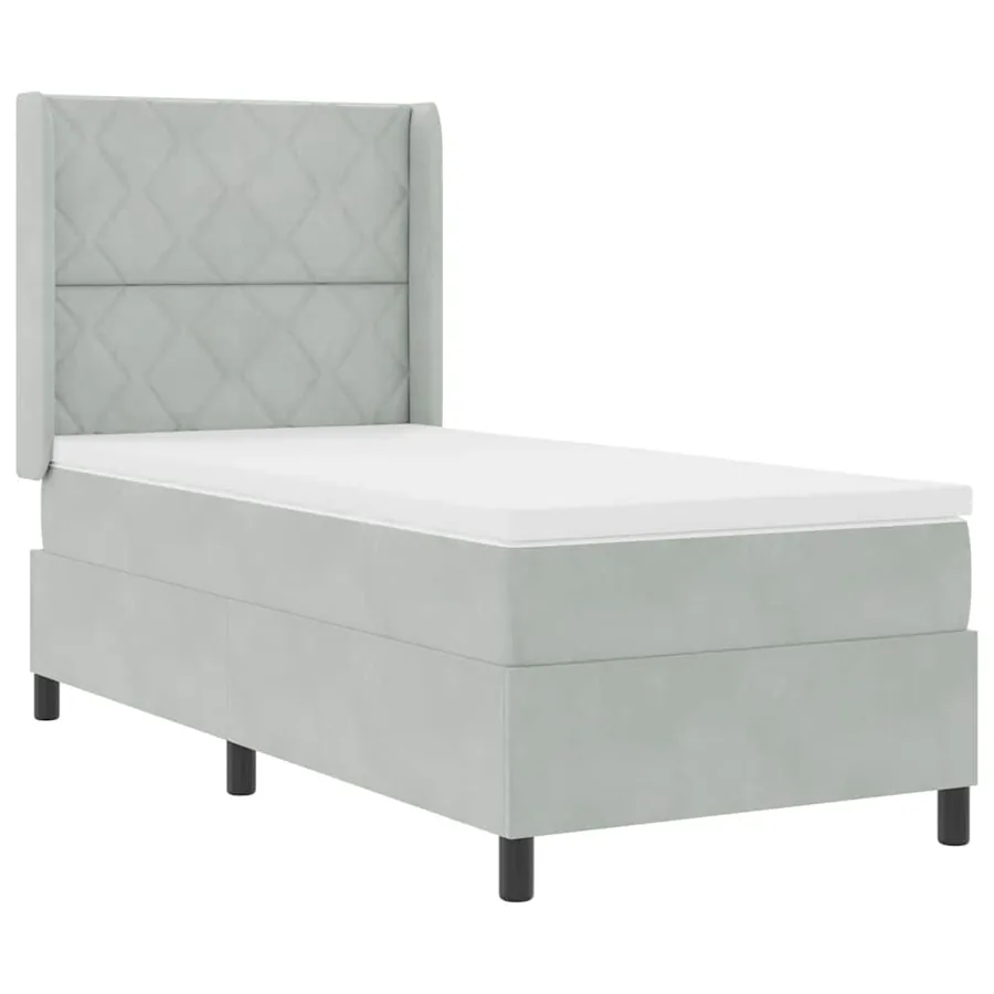 Lit à ressorts avec bandes LED Gris clair 90 x 190 cm Velours - 2