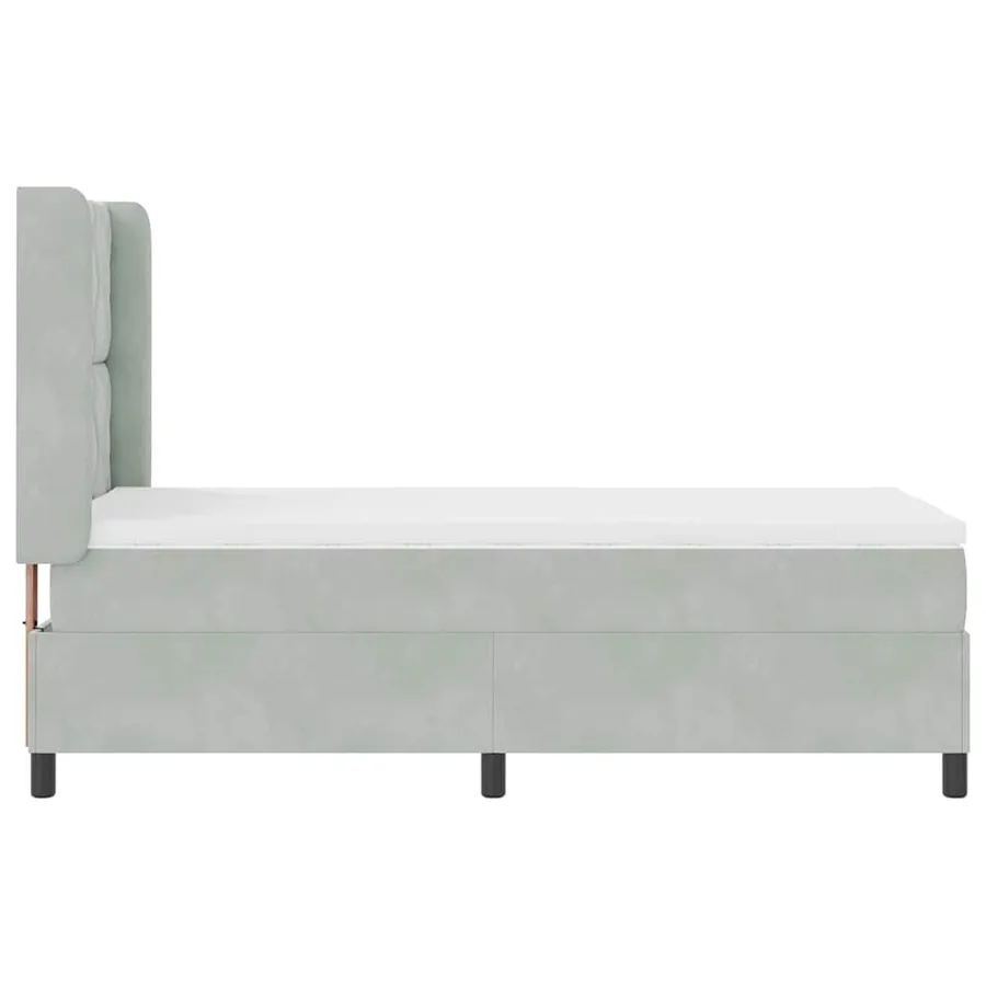 Lit à ressorts avec bandes LED Gris clair 90 x 190 cm Velours - 9