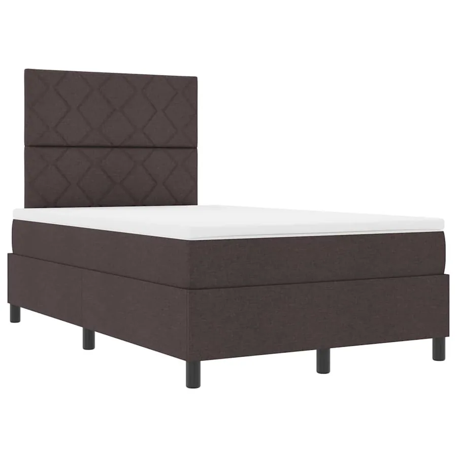 Lit à ressorts avec bandes LED Marron foncé 120 x 190 cm tissu - 6
