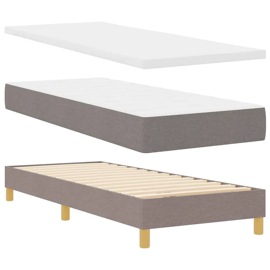 Lit à ressorts avec coussin Taupe 200 x 80 cm tissu - 4