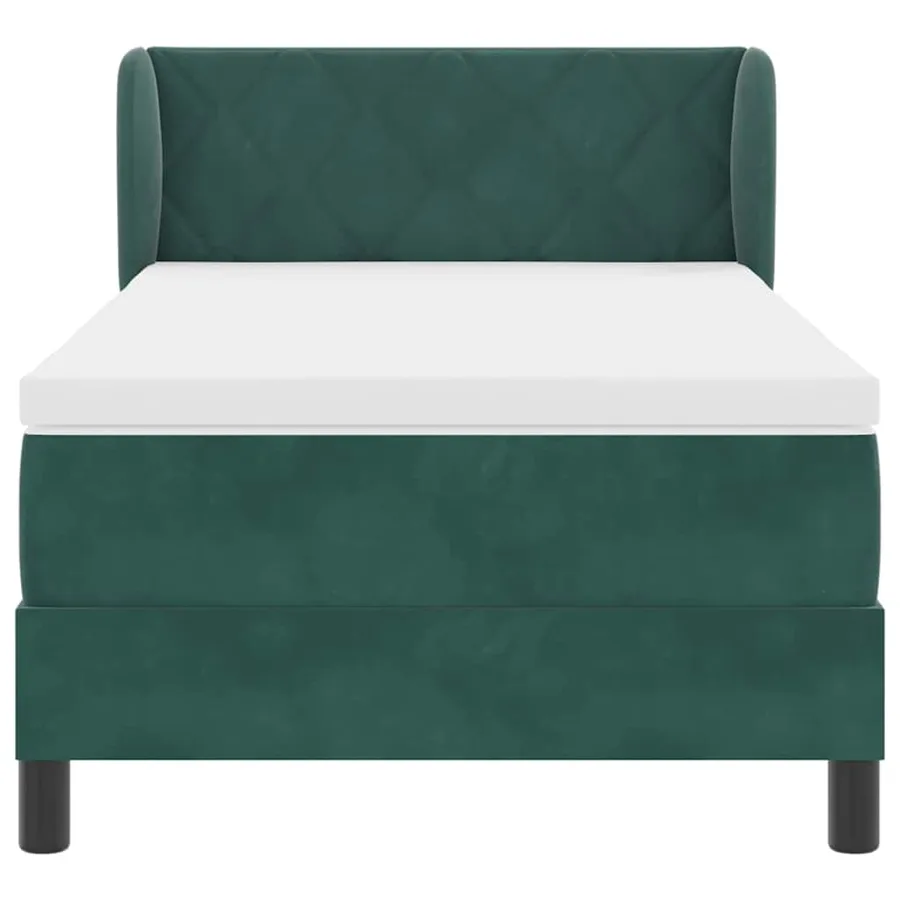Lit à ressorts avec tête de lit Vert foncé 90 x 200 cm Velours - 7