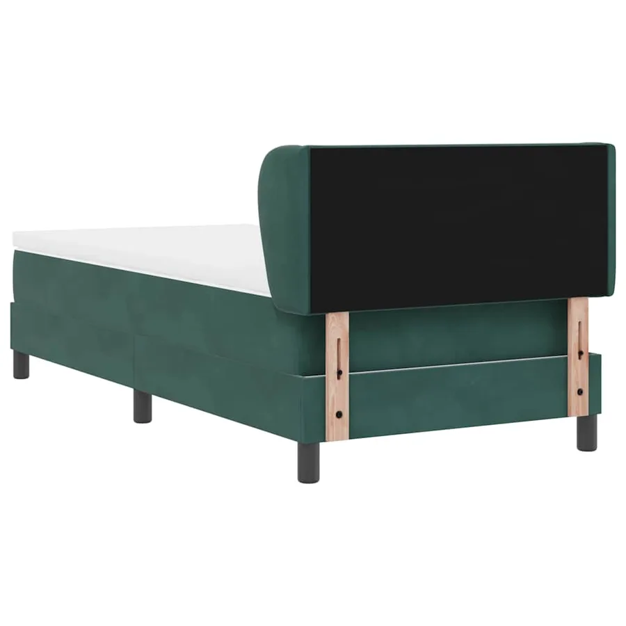 Lit à ressorts avec tête de lit Vert foncé 90 x 200 cm Velours - 9