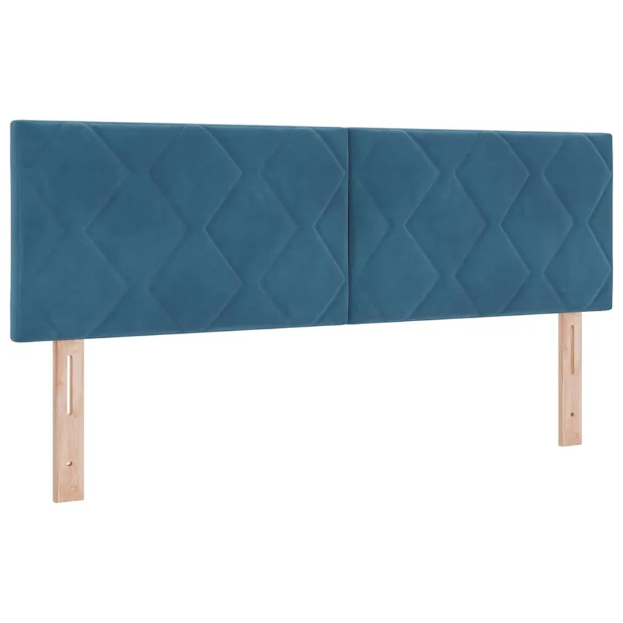 Lit à ressorts avec tête de lit Bleu foncé 200 x 160 cm Velours - 5