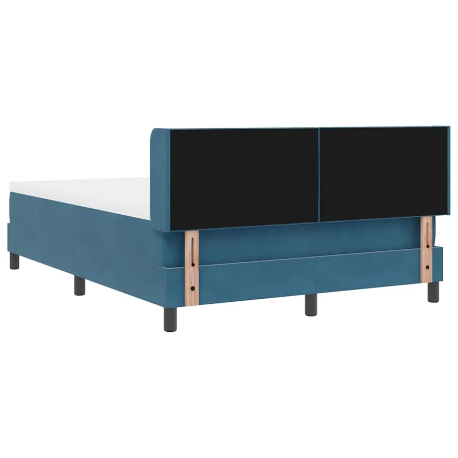 Lit à ressorts avec tête de lit Bleu foncé 200 x 160 cm Velours - 9