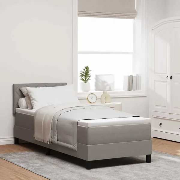 Lit à ressorts avec tête de lit Taupe 80 x 200 cm tissu