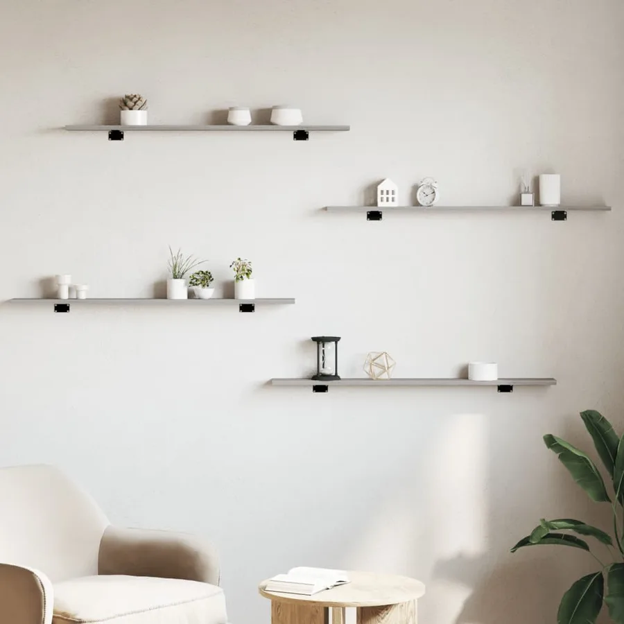 Étagères murales 4 pcs sonoma gris 100x10x1,5cm bois ingénierie - 3