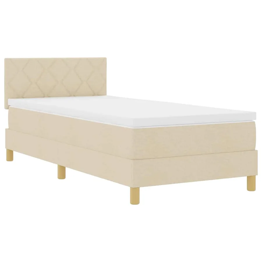 Lit à ressort LED avec bandes LED Crème 90 x 190 cm tissu - 2