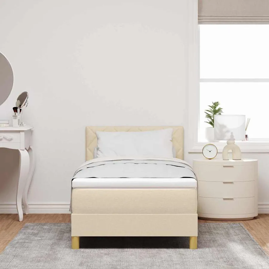 Lit à ressort LED avec bandes LED Crème 90 x 190 cm tissu - 4