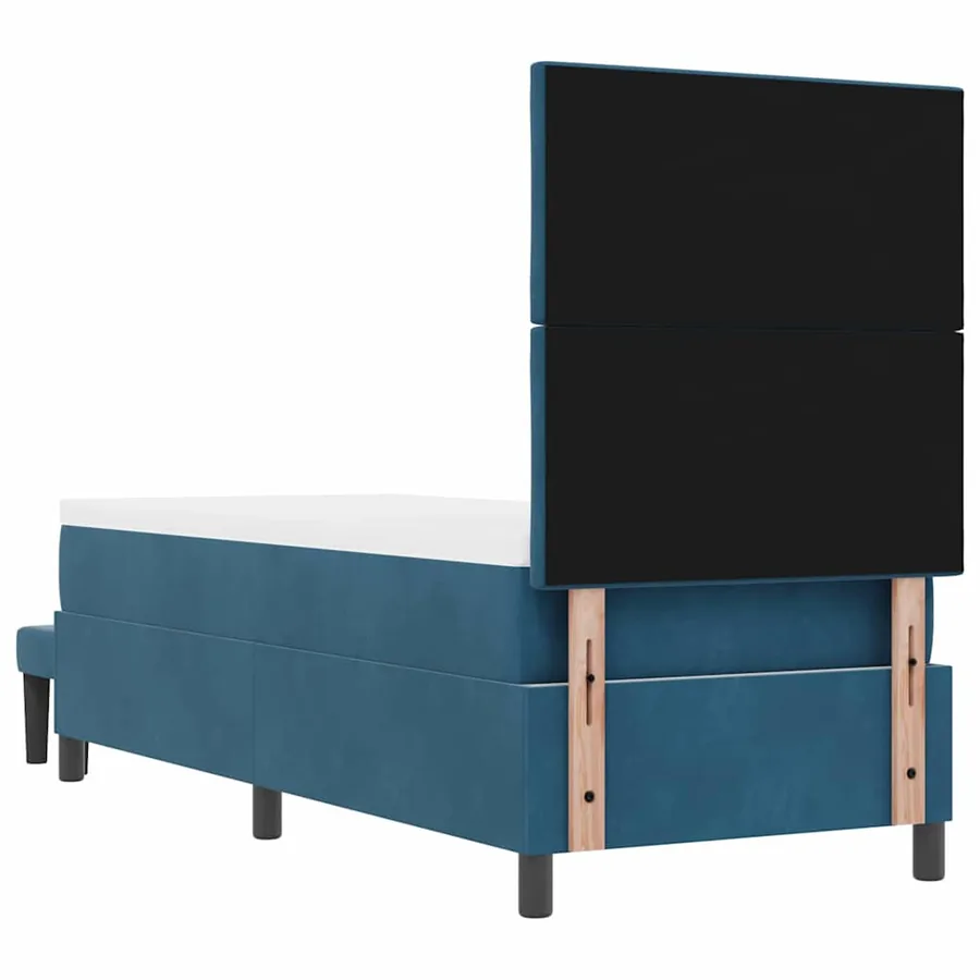 Lit à ressorts avec tête de lit Bleu foncé 200 x 80 cm Velours - 10