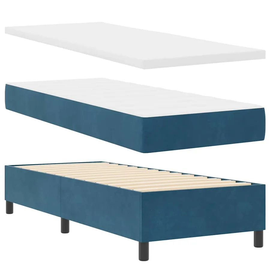 Lit à ressorts avec tête de lit Bleu foncé 200 x 80 cm Velours - 4