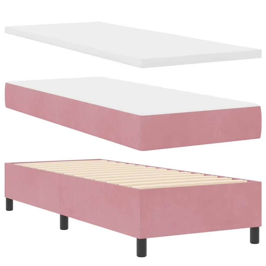 Lit à ressorts avec tête de lit Rose 200 x 80 cm Velours - 5
