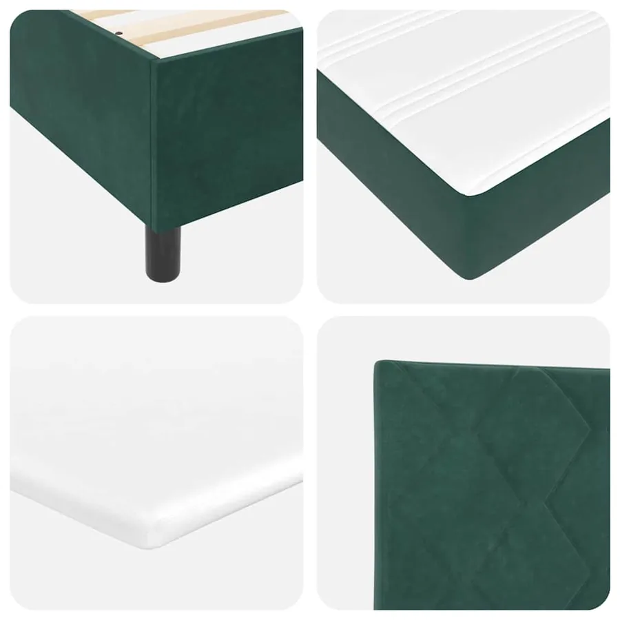 Lit à ressorts avec tête de lit Vert foncé 90 x 190 cm Velours - 10