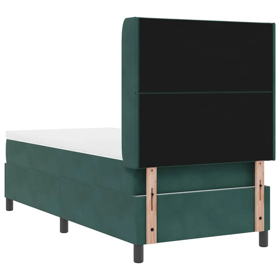 Lit à ressorts avec tête de lit Vert foncé 90 x 190 cm Velours - 9