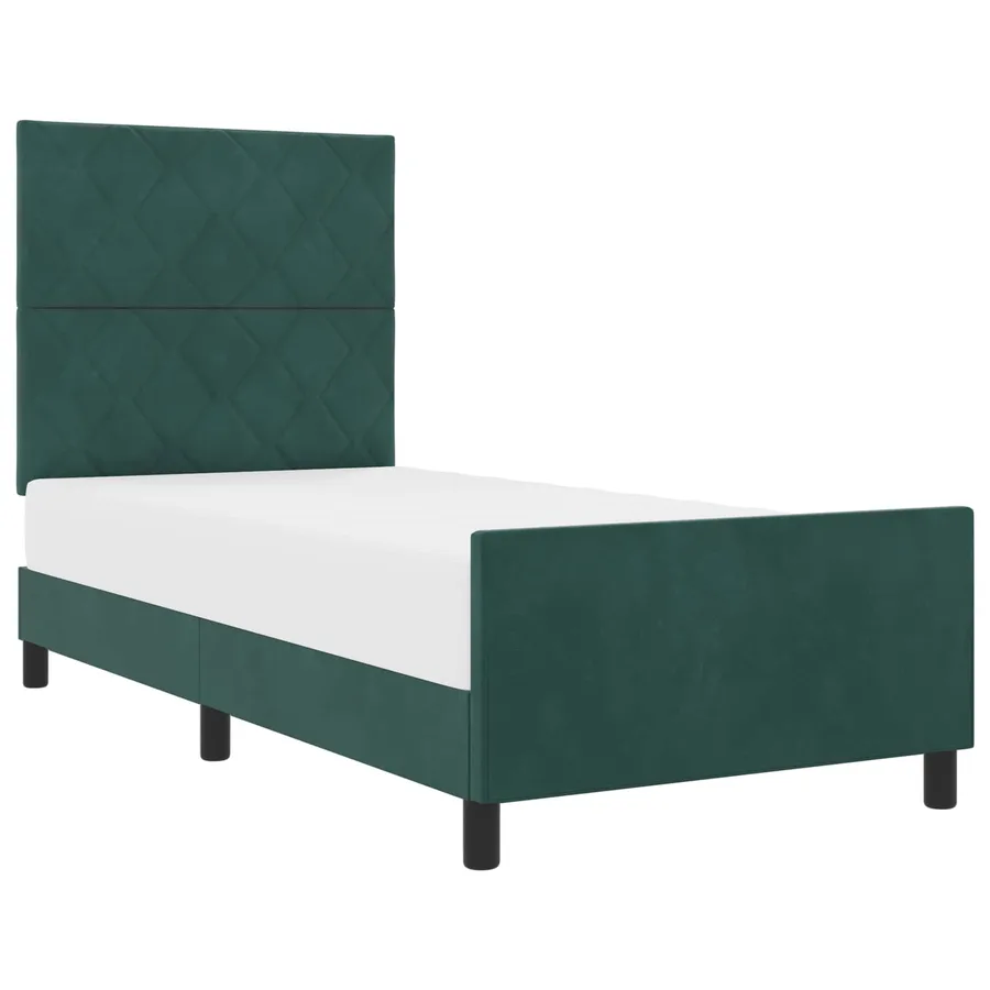 Lit à ressorts avec tête de lit Vert foncé 90 x 190 cm Velours - 2