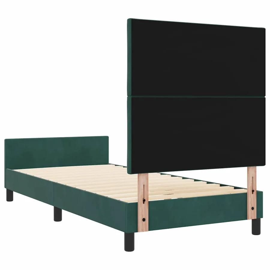 Lit à ressorts avec tête de lit Vert foncé 90 x 190 cm Velours - 9