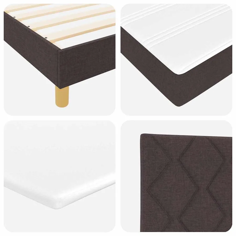 Lit à ressort LED Marron foncé 80 x 200 cm tissu - 11