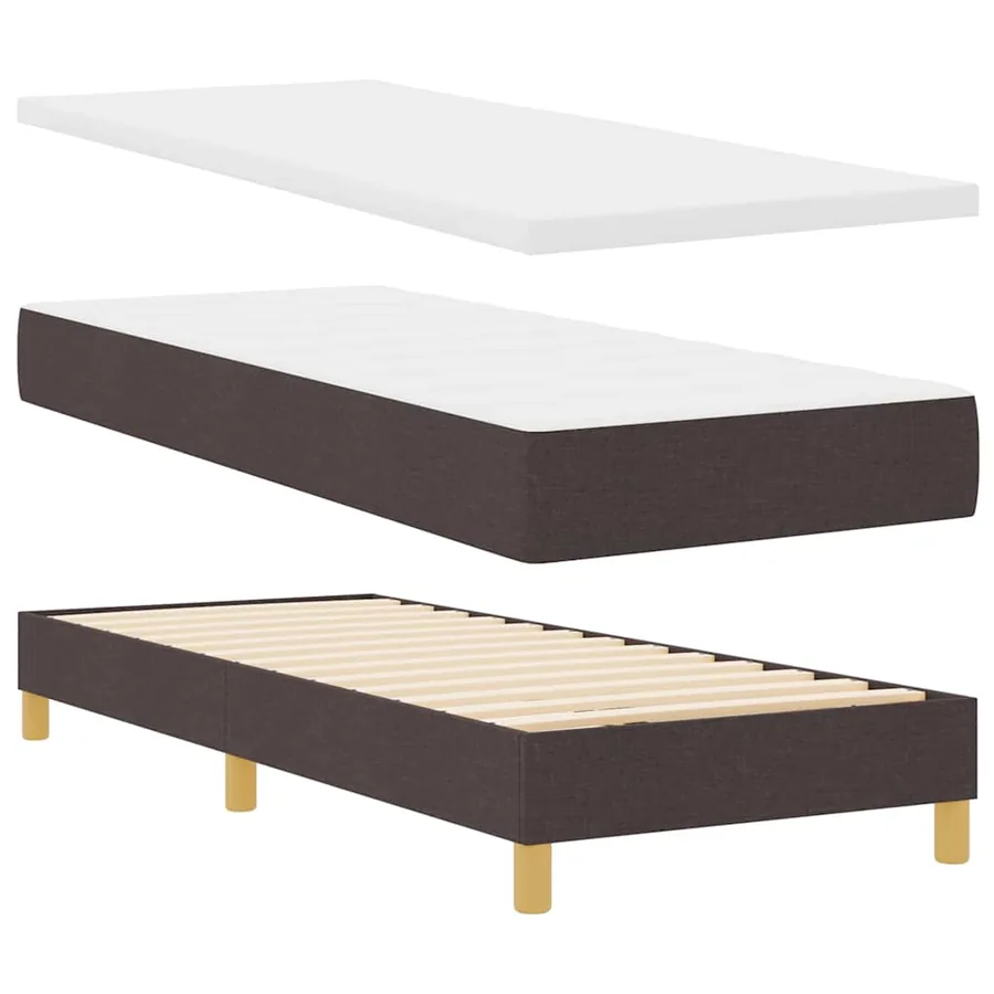 Lit à ressort LED Marron foncé 80 x 200 cm tissu - 6