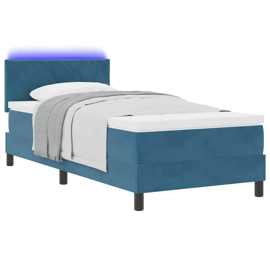Lit à ressort LED Bleu foncé 90 x 200 cm Velours - 3