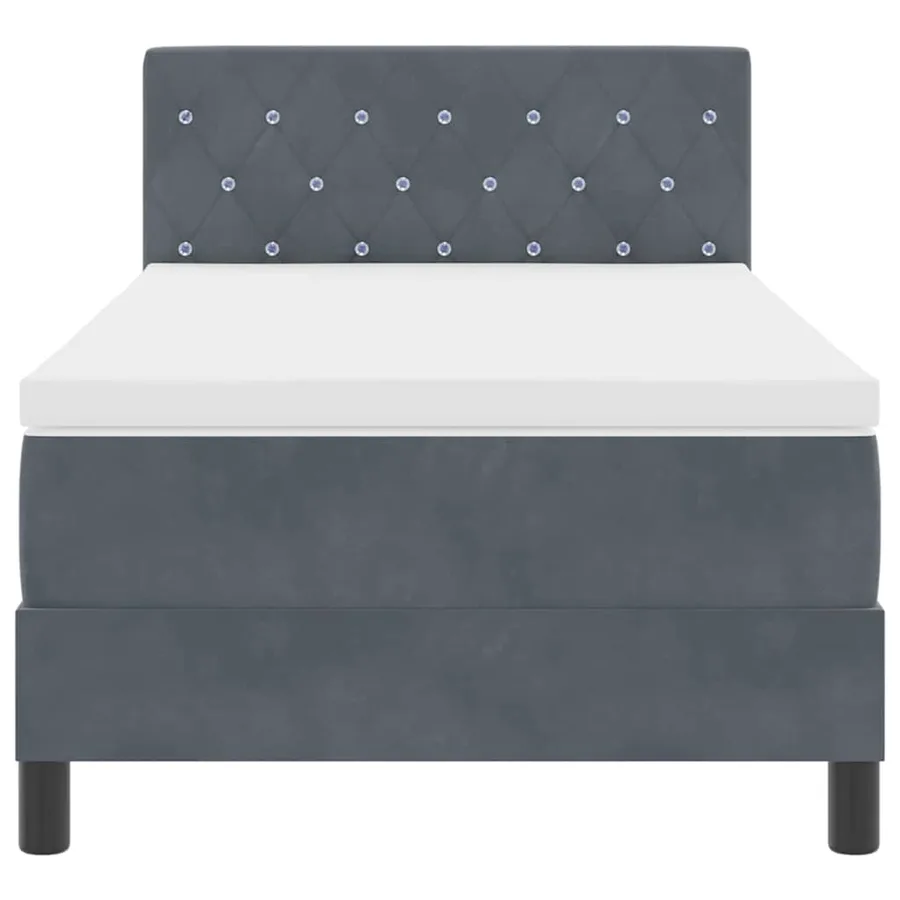 Lit à ressorts avec matelas Gris foncé 100 x 200 cm Velours - 7